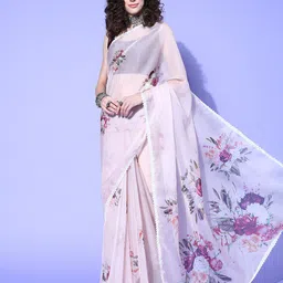 Saree mall Floral Printed Organza Sarees-image-89