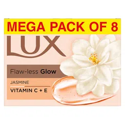 LUX Set of 8 Flaw-Less Glow Jasmine Bathing Soap with Vitamin C & E - 150 g each-35