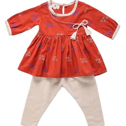 Cute Couture Girls Ethnic Motifs Printed Angrakha Kurta With Palazzos-picture-27