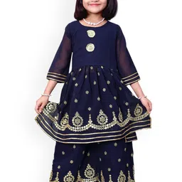 BAESD Girls Embroidered Regular Mirror Work Kurta With Palazzos-picture-11