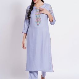 SUTI Floral Embroidered Regular Kurta with Palazzos-image-21