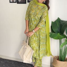 Janasya Floral Printed Gotta Patti A-Line Kurta With Palazzos & Dupatta-picture-21