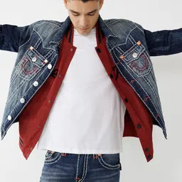 True Religion Men Blue Washed Lightweight Cotton Jacket-image-90