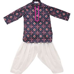 Cute Couture Boys Ethnic Motifs Printed Straight Kurta With Patiala-39