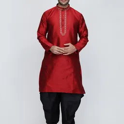 ROYAL KURTA Thread Work Dupion Silk Straight Kurta With Patiala-image-37