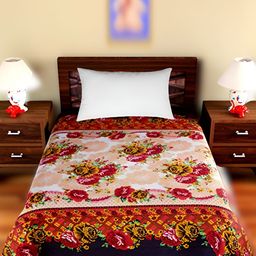 Supreme Home Collective Beige & Red Floral Printed 144 TC Single Bedsheet-image-66