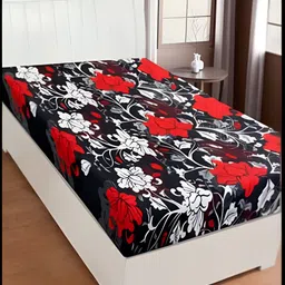 Supreme Home Collective Black & White Floral Printed 144 TC Single Bedsheet-image-91