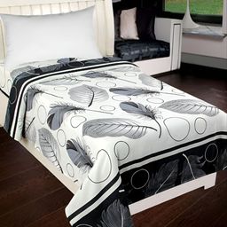 Supreme Home Collective White & Black Floral Printed 144 TC Single Bedsheet-image-70