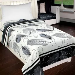 Supreme Home Collective White & Grey Floral Microfiber 144 TC Single Bedsheet-image-82