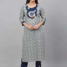KALINI Women Geometric Printed Pure Cotton Kurta With Trousers & With Dupatta-picture-13