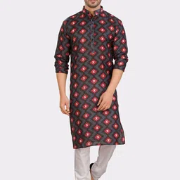 SHIWAM ETHNIX Indeevar Geometric Printed Regular Kurta With Pyjamas-picture-7