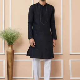 See Designs Men Floral Embroidered Regular Sequinned Kurta with Pyjamas-picture-44