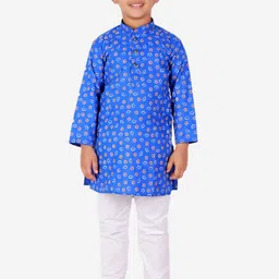 Pro-Ethic STYLE DEVELOPER Boys Blue & White Printed Regular Kurta with Pyjamas-91