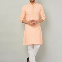 Armaan Ethnic Mandarin Collar Long Sleeve Regular Pure Cotton Kurta With Pyjamas-picture-51