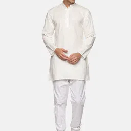 Sethukrishna Men Cream-Coloured Pure Cotton Kurta with Pyjamas-picture-0