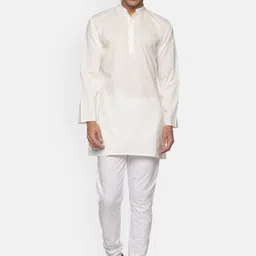 Sethukrishna Men Cream-Coloured Striped Pure Cotton Kurta with Pyjamas-45