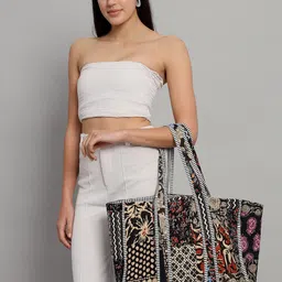 HANDICRAFT PALACE Floral Printed Structured Tote Bag-image-74