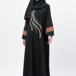 Arrabi Embroidered Burqa With Scarf-image-9