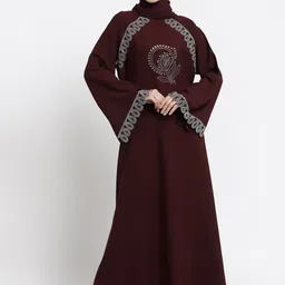 Arrabi Women Violet Embellished Burqa With Scarf-image-75
