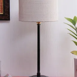 Devansh White & Black Solid Traditional Buffet Table Lamp with Shade-21