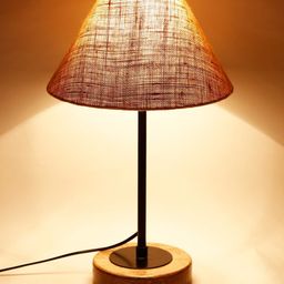 Devansh Beige & Brown Solid Traditional Bedside Standard Table Lamp with Shade-22