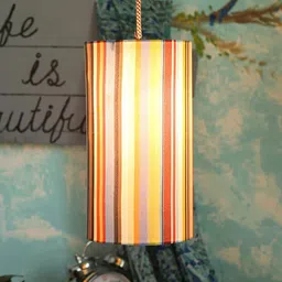 green girgit multicoloured Striped Hanging Light-20