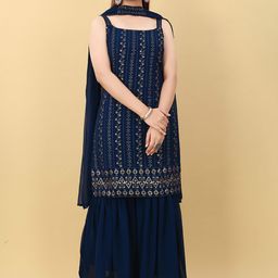 Sashay Boutique Women Embroidered Regular Sequinned Kurta with Sharara & With Dupatta-23