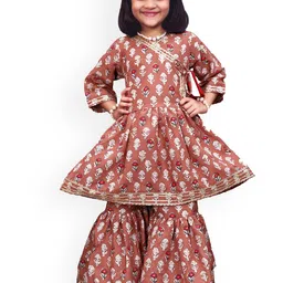 BAESD Girls Floral Printed Angrakha Anarkali Kurta With Sharara-image-88