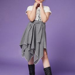 pspeaches Girls Pure Cotton Top With Checked Skirt-image-95
