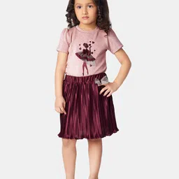 Peppermint Girls Graphic Printed Top with Skirt-image-49