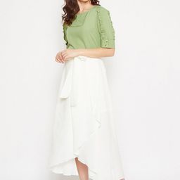 Bitterlime Round Neck Short Sleeves Top & Skirt-image-24