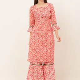 KALINI Women Floral Printed Pure Cotton Kurta with Sharara-image-32