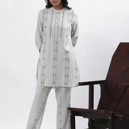 W Grey Geometric Printed Tunic With Trousers Set-picture-4