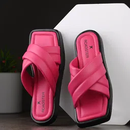 Roadster Pink Open Toe Flats-17