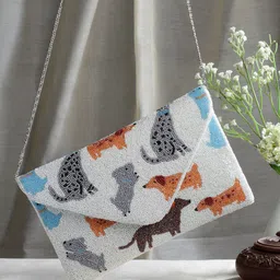 Anekaant Beads & Sequines Embellished Canvas Sling Bag-44