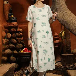 QISSA Women Ethnic Motifs Printed Regular Pure Cotton Kurta with Trousers-31