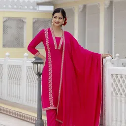 KALINI Floral Embroidered Zari Kurta with Trousers & Dupatta-23