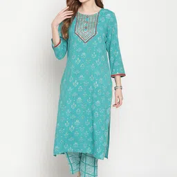 Be Indi Women Floral Printed Straight Kurta Set with Trouser-image-104