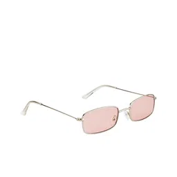 Ted Smith Unisex Pink Lens & Gold-Toned Rectangle Sunglasses With UV Protected Lens image 4