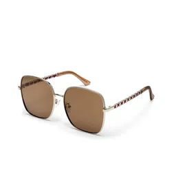 YourSpex Unisex Brown Lens & Silver-Toned Square with UV Protected Lens LS316-C05-P02-47