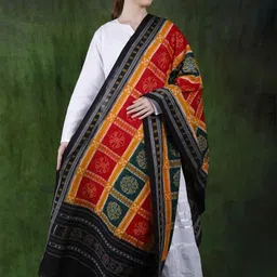 Exotic India Ethnic Motifs Ikat Woven Design Pure Cotton Zari Detailed Dupatta-17