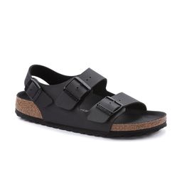 Birkenstock Milano Bs Triples Black Narrow Width Birko-Flor With An Ankle Strap-image-93