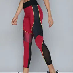 HRX By Hrithik Roshan Training Women Electric Magenta Rapid-Dry Colourblock Tights-image-88