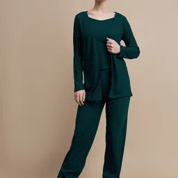 Roadster GREEN Self design Pure Cotton Top & Trousers With Shrug-picture-35