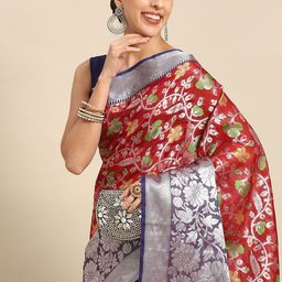 Silk Land Floral Zari Brocade Mysore Silk Saree-image-101