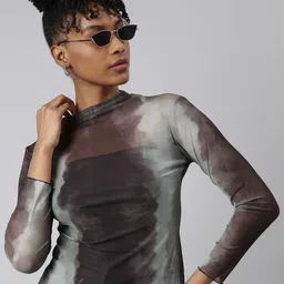 SHOWOFF Tie and Dye High Neck Net Fitted Top-image-14