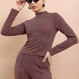 Tokyo Talkies Abstract Printed Fitted Top-image-62