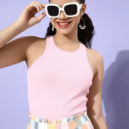 STREET 9 Woman Pretty Pink Solid Knitted Top-image-3