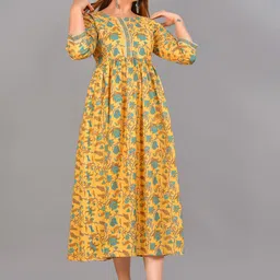 FCV Floral Printed Maternity Empire Midi Dress-image-4