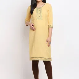 True Shape Ethnic Embroidered Maternity Straight Kurta-image-33